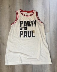 Men’s Basketball Mesh Jersey Tank Top M White/Red “Party With Paul” #1