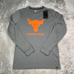 Under Armour Project Rock Payoff Shirt Mens S Gray Graphic Brahma Bull Workout