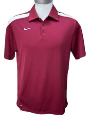 NIKE GOLF Dri-Fit Men Size M Active Maroon Solid Casual Polo 3 Button X8