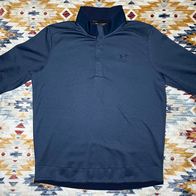 Under Armour Men's Storm Fleece Pullover Long Sleeve Snap Button Up Size XL Blue gallery