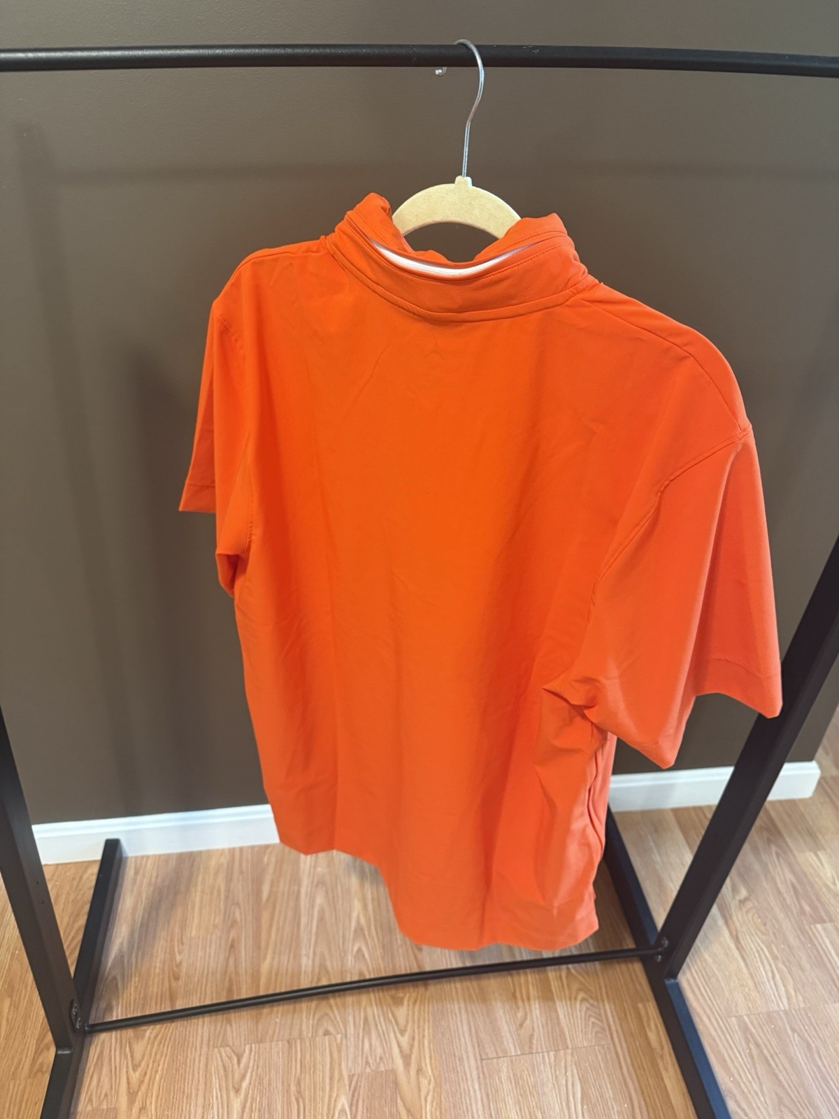 Jordan Golf Men’s M Orange Solid 1/2 Zip Mock Neck Short Sleeve Pullover Tee gallery