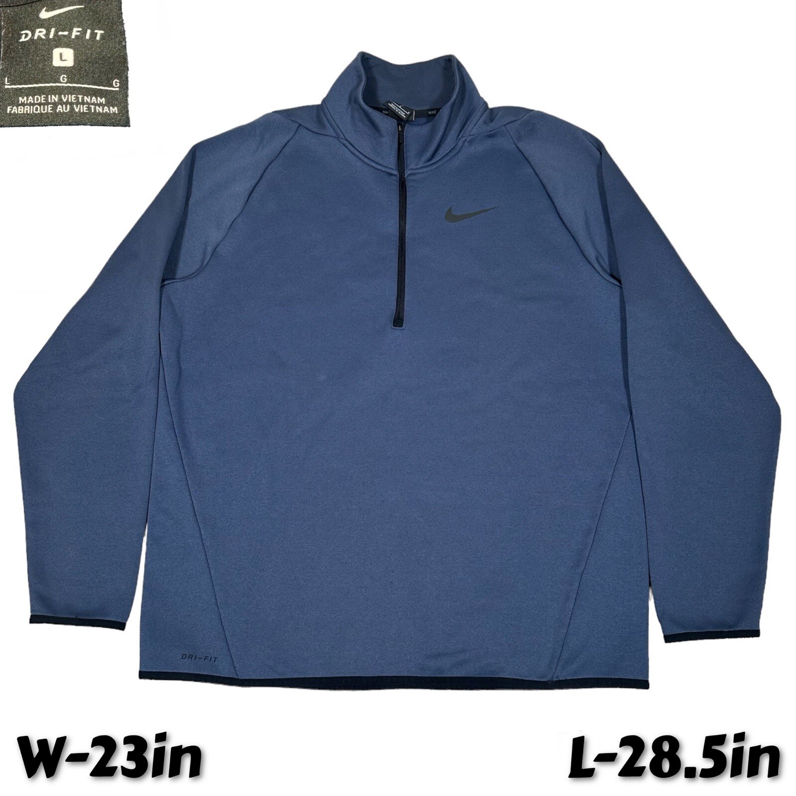 Y2K Nike Mini Swoosh Logo Dri-Fit 1/4 Zip Long-Sleeve Pullover Grey Size Large gallery
