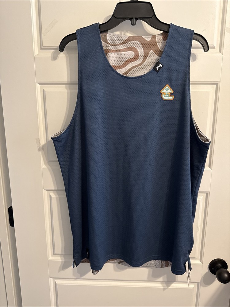 NWT IRG Trailhead Reversible Mesh Men Tank Blue And Green Print Size L