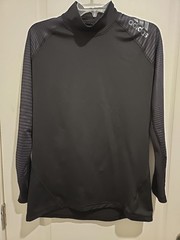 Adidas Men’s Alphaskin Long Sleeve Mock Neck Pullover Black Striped Medium