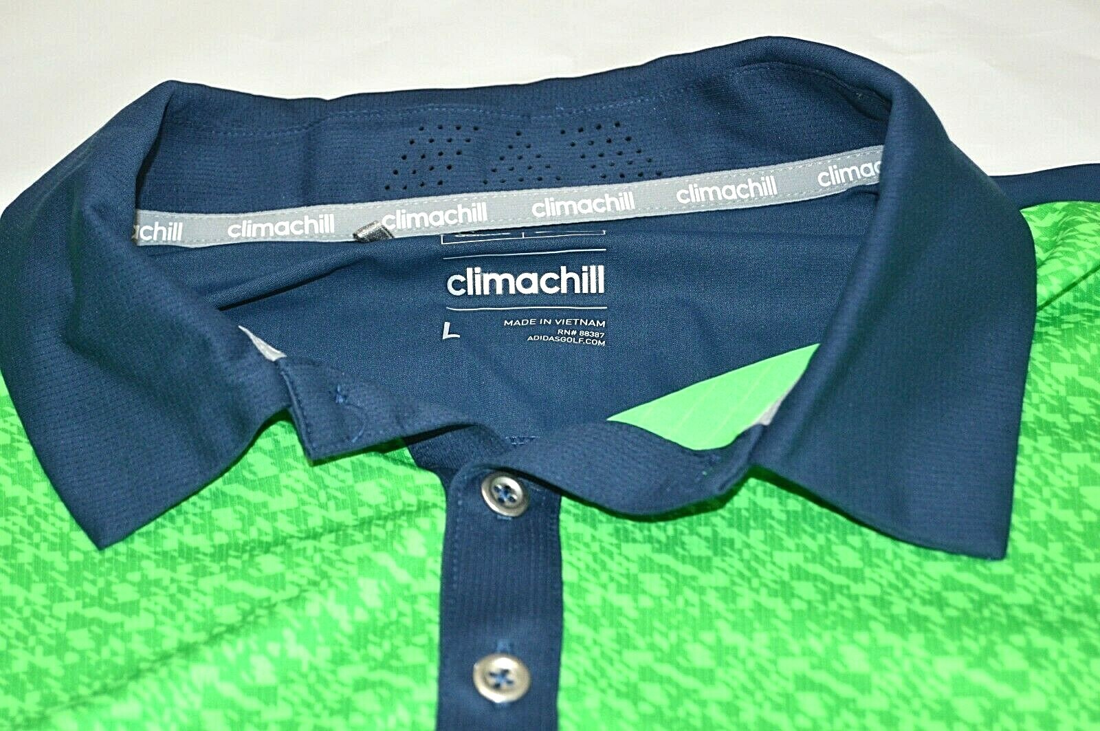 Adidas Climachill Men's Performance Golf Polo Shirt Short Sleeve Green Blue L gallery