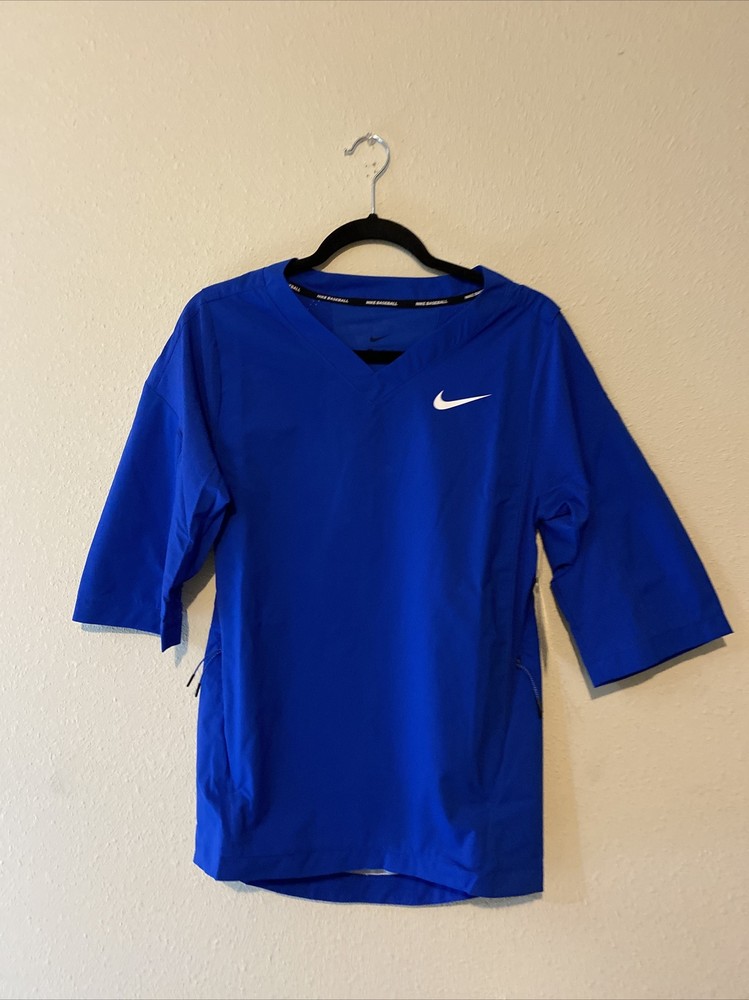 New Nike MLB Baseball Jacket Short Sleeve Shirt Cage Royal Blue 897383-493, XS