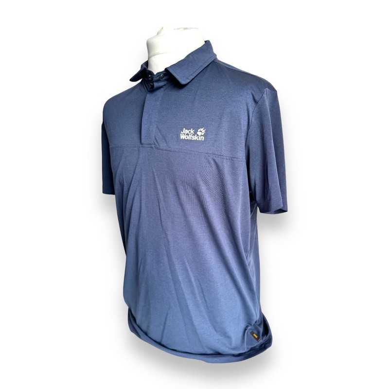 Jack Wolfskin Pique Breathable Quick Drying Men’s Polo Size XL Night Blue 44-46 gallery