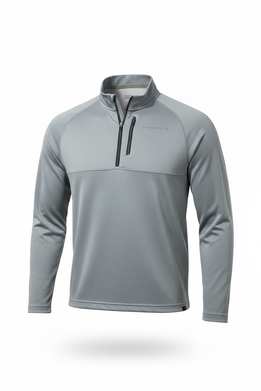 HAWKE & CO Mens Large Gray Quarter Zip Performance Pullover Long Sleeve gallery