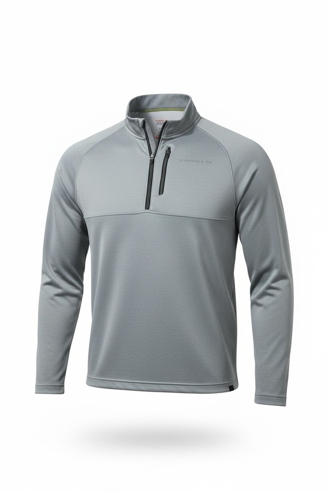 HAWKE & CO Mens Large Gray Quarter Zip Performance Pullover Long Sleeve