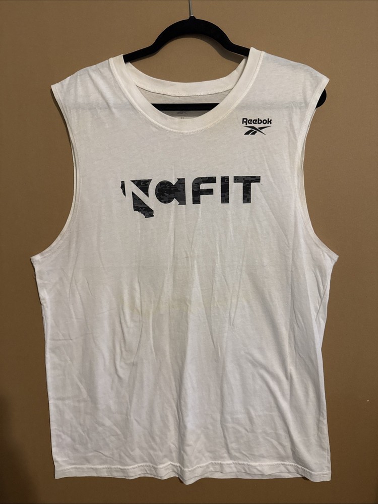 Men’s Reebok Cut Off Sleeves Athletic Shirt Size XL White