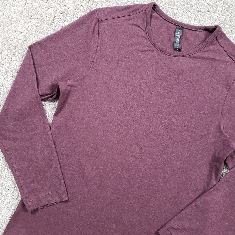 LULULEMON Shirt Mens Small 5 Year Basic Tee Long Sleeve Red Heathered Dark Plum gallery