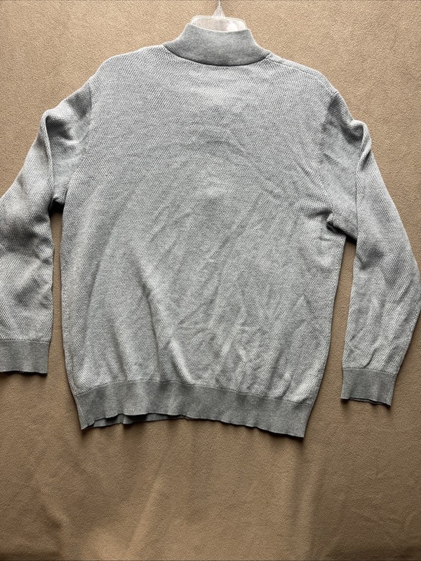 Vineyard Vines Pullover Mens Large Gray Sweater Quarter Zip Cotton/Poly/Wool gallery