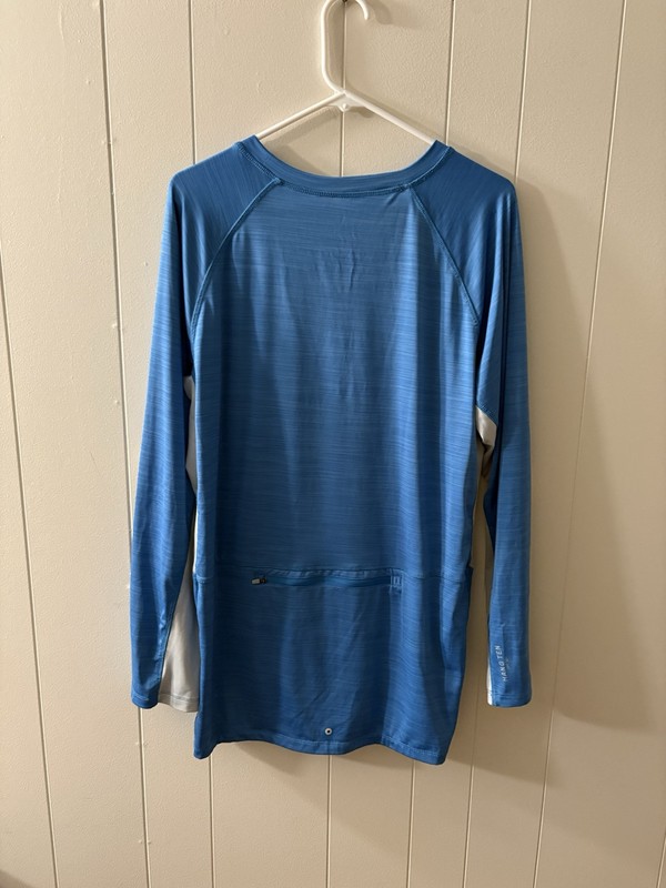 Hang Ten Men’s XL Long Sleeve Blue Shirt UV Protection Back Pocket Swim Beach M6 gallery