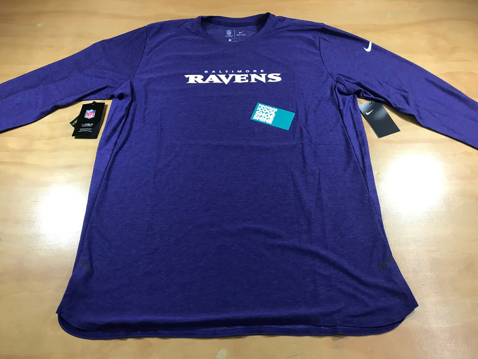 NIKE NFL ON-FIELD BASELAYER LS DRI-FIT TOP BALTIMORE RAVENS PURPLE L NWT gallery
