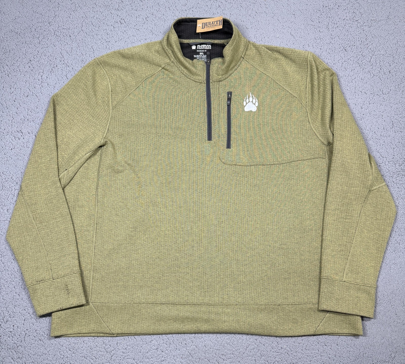 NWT Duluth Trading Co Alaskan Hardgear Pullover Mens 3XL Green 1/4 Zip Swing Dog gallery