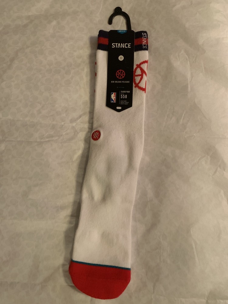 STANCE Socks sz Large 9-12 New Orleans Pelicans Basketball NBA White Louisiana