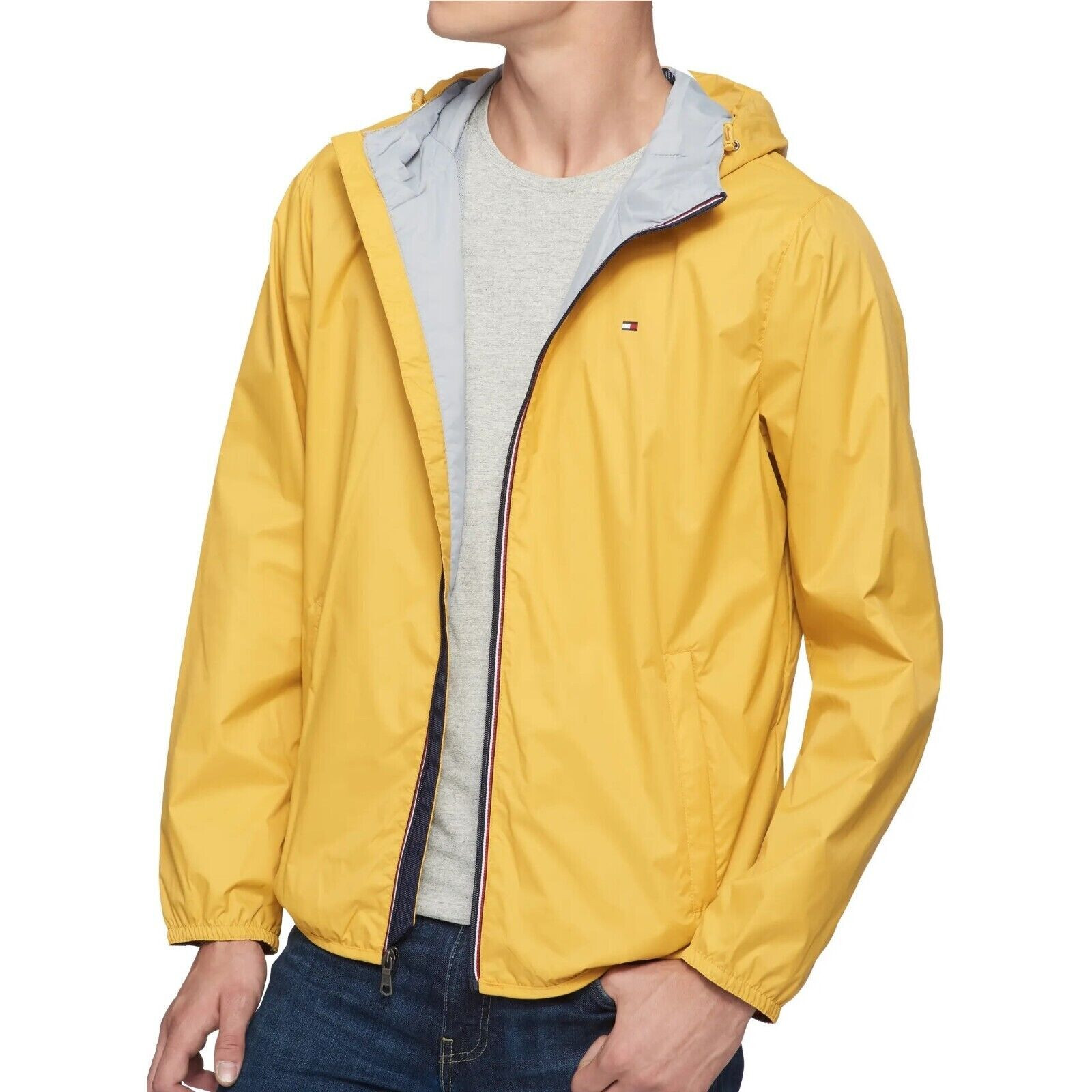 TOMMY HILFIGER Men's Yellow Lightweight Rain Jacket Windbreaker XL MSRP $125 gallery