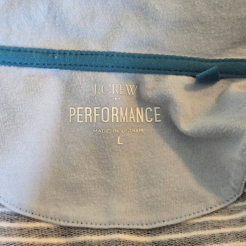 J.Crew Striped Half Zip Performance Top Blue White Pullover Size L gallery