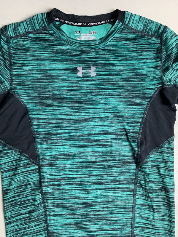 Under Armour Men's Compression Heat Gear Shirt Green And Black Size Small S gallery