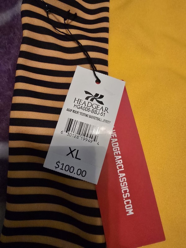 $100.Headgear Classics A$AP Rocky size XL Testing Basketball Jersey Yellow/Black gallery
