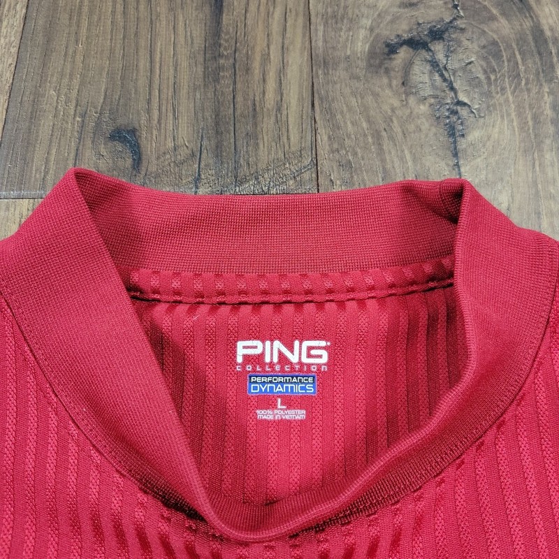 Ping T Shirt Mens Large Red Performance Dynamics Golf Striped Long Sl READ gallery