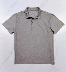 Vuori Strato Tech Polo Shirt Tee Heather Gray Mens Large Stretch Casual Athletic