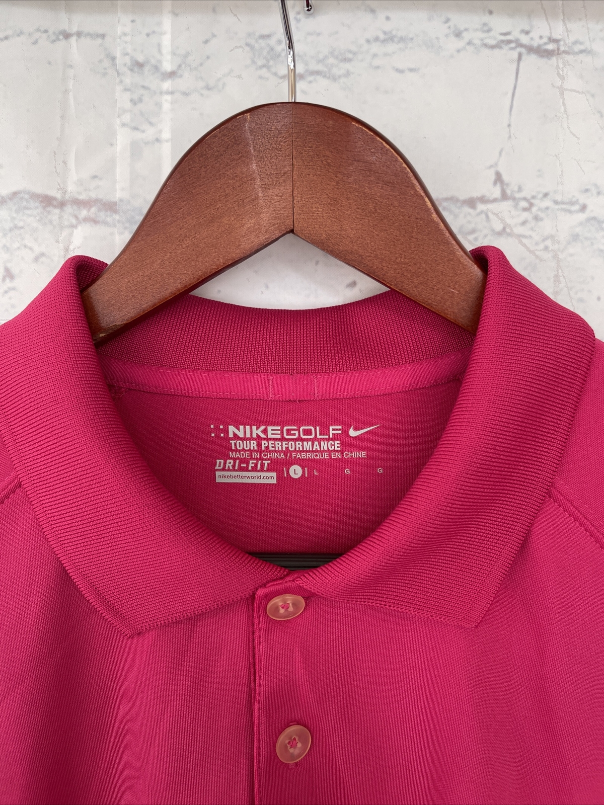 Nike Mens Dri Fit Golf Tour Performance Polo Shirt- 509167-646 - Pink/White - L gallery