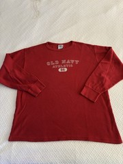 Vtg Old Navy Athletic 94 Men Shirt XL-XXL Red Thermal Waffle Weave USA LS