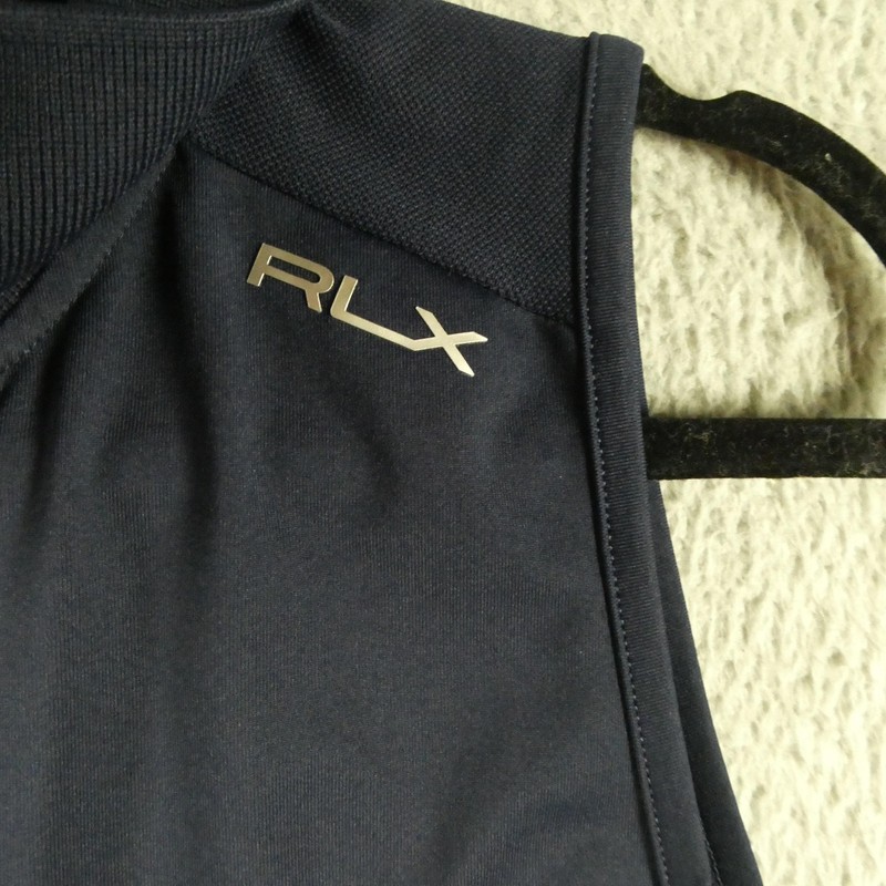 RLX Ralph Lauren Mens XL Blue Sleeveless Golf Polo Shirt Preppy Whistling Strait gallery