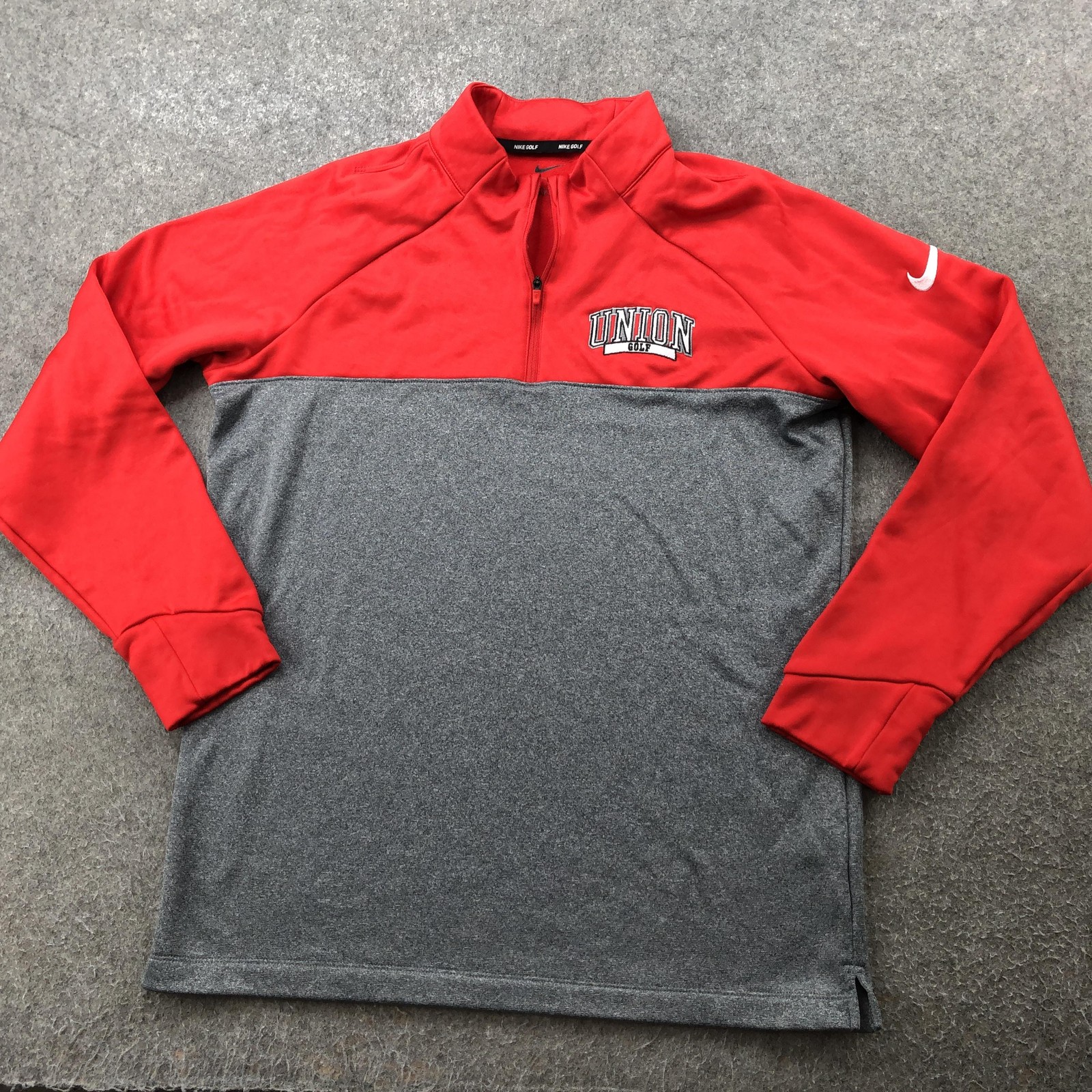 Nike Pullover Mens Medium Red Gray 1/4 Zip Union University Bulldogs Golf gallery