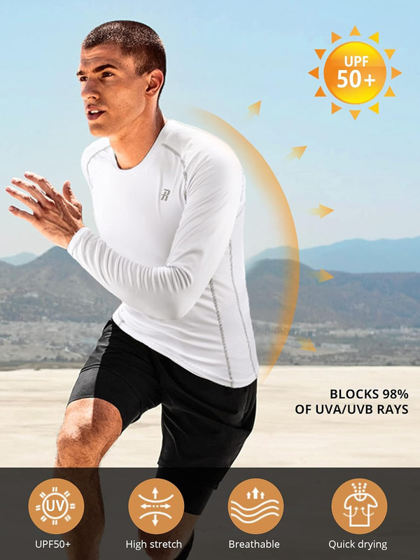 Runhit Compression Shirts for Men Long Sleeve Cool Dry Athletic Workout Tee Shir gallery