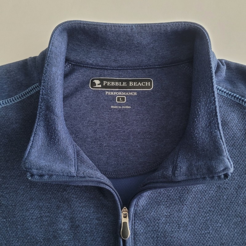 Mens Large 1/4 Zip Pebble Beach Performance Pullover Blue Quarter Golf Tennis gallery