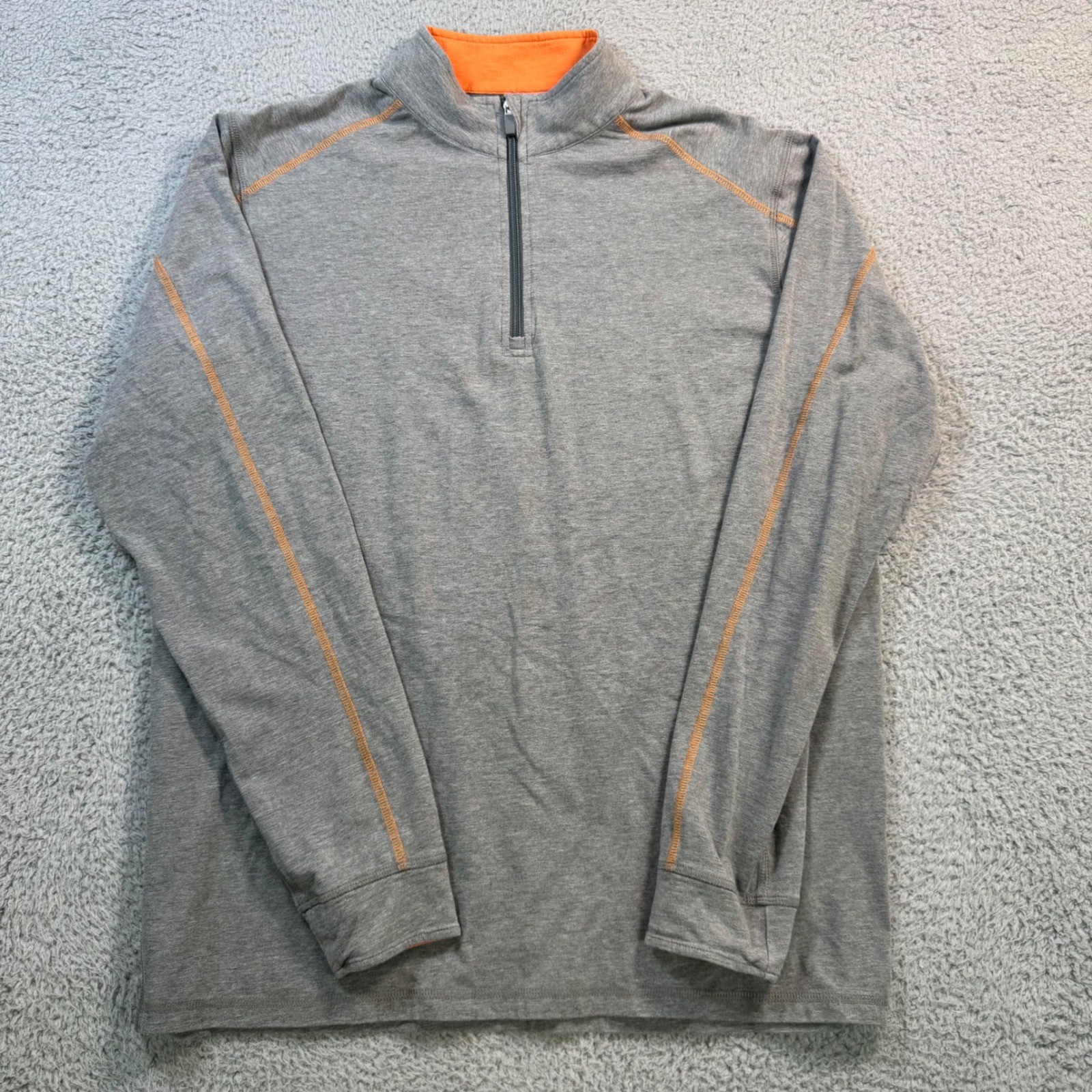 Tasc Performance Mens M Gray Orange Bamboo Organic Cotton Quarter Zip Pullover gallery