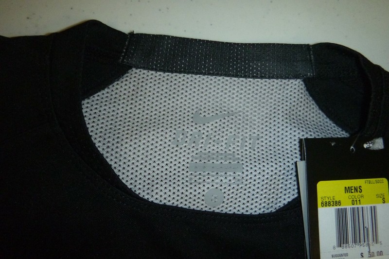 nike mens dri-fit Football fitted crew neck mesh knit soccer t-shirt -Sm -black gallery