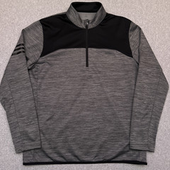 Adidas Golf 1/4 Zip Pullover Men’s Medium Gray 3 Stripe Performance Stretch EUC