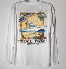Roll Tide Sportfishing Team Shirt Sz M White Long Slv Bama Graphic Fishing NICE