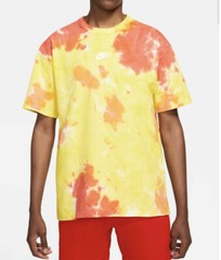 Nike Sportswear Premium Essentials Tie-Dye Shirt Sz Medium DD2720-102 Red Yellow