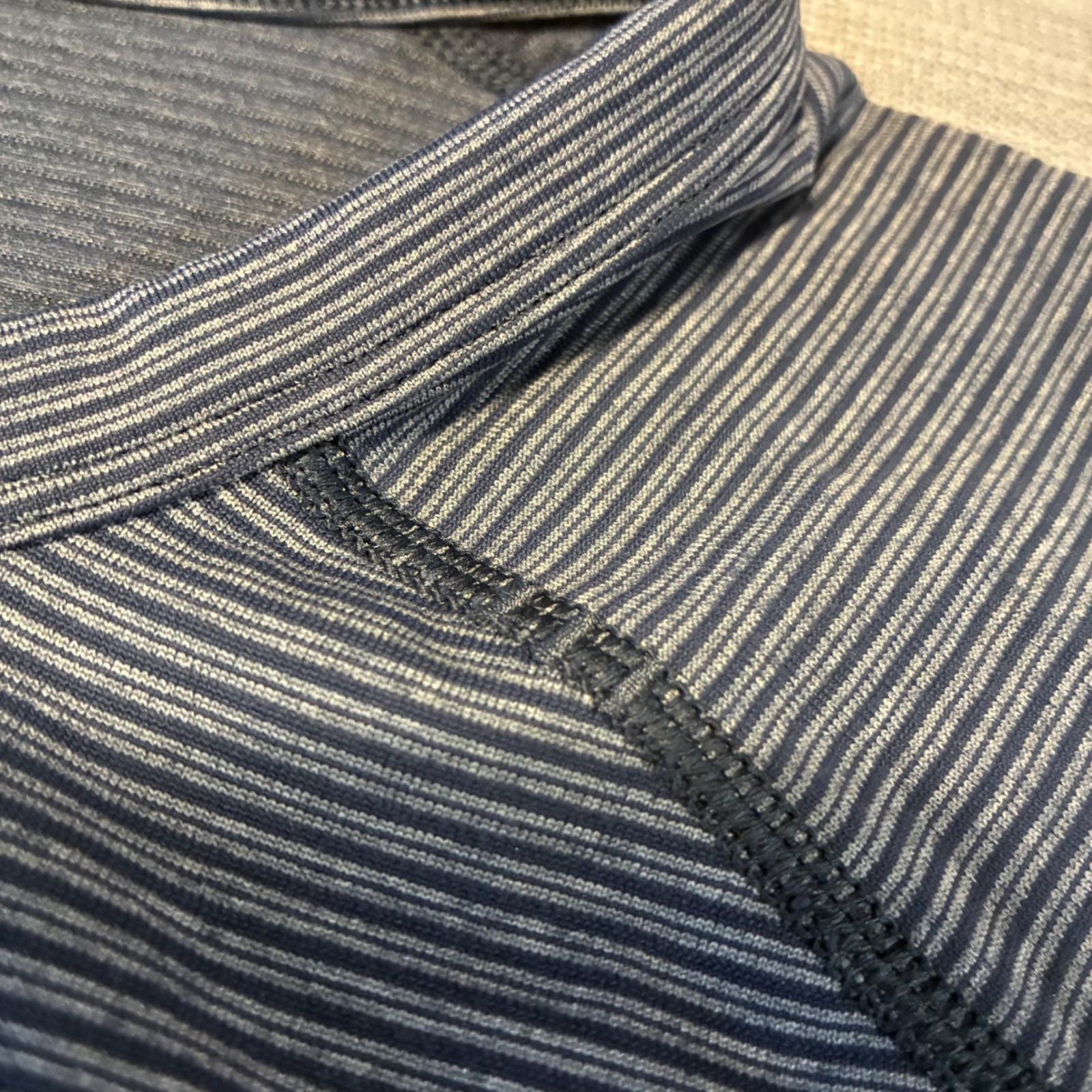 Lululemon Mens Blue Striped Short Sleeve Henley Activewear Top Large gallery
