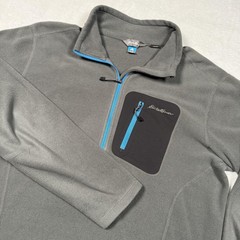 Eddie Bauer Pullover Mens Medium Gray First Ascent Polartec Fleece Quarter Zip