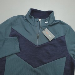 KJUS Damon Midlayer Half-Zip Men’s L 52 Blue Polyester Wool Golf Pullover