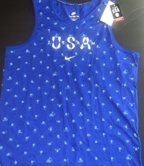 Nike Team USA Club Tank Top Shirt Mens Large FN0879 Blue AOP Training Gym Active
