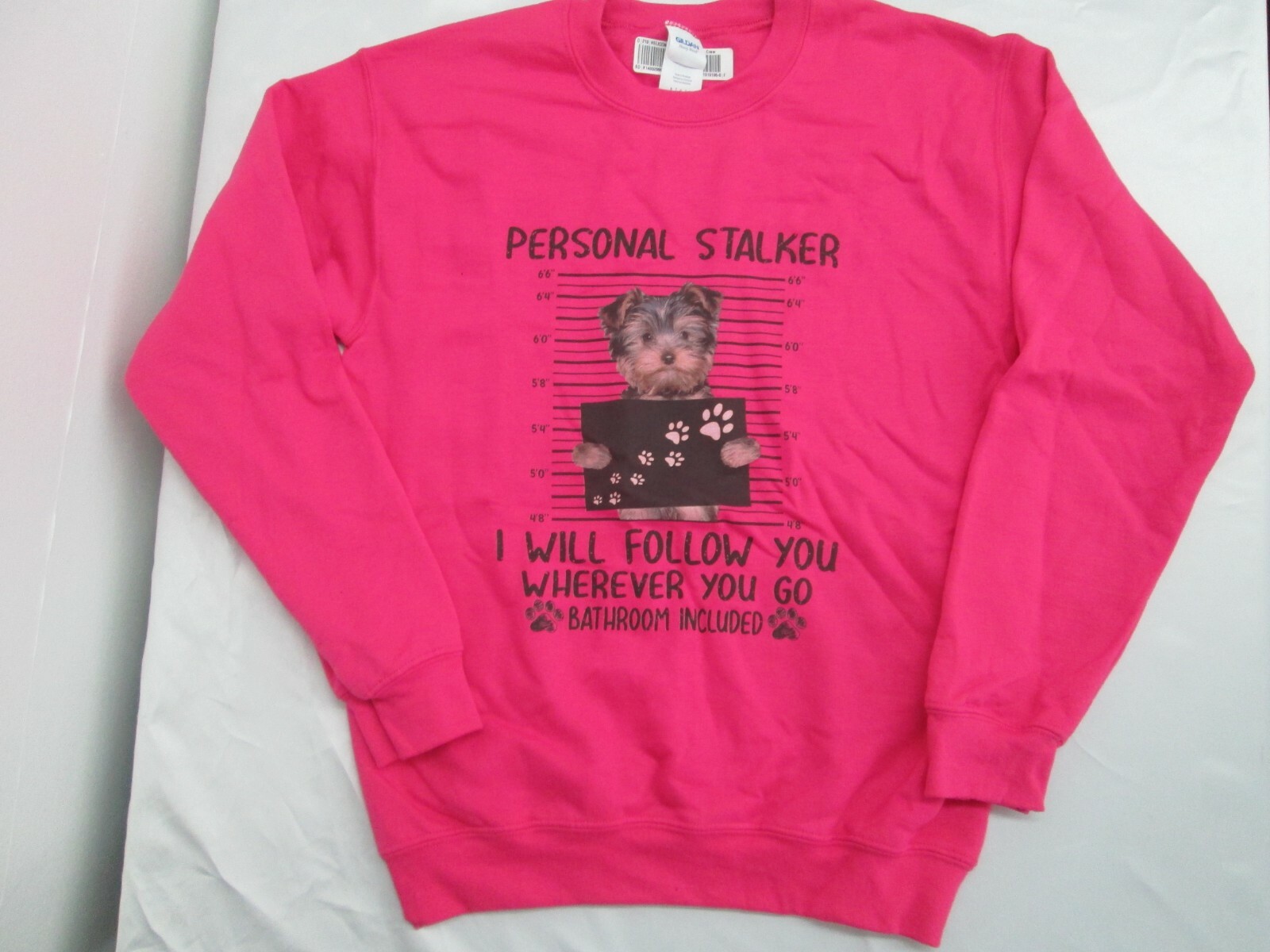 Sweatshirt crew neck small Pink Dog Yorkie Personal Stalker Gildan NEW 3 gallery