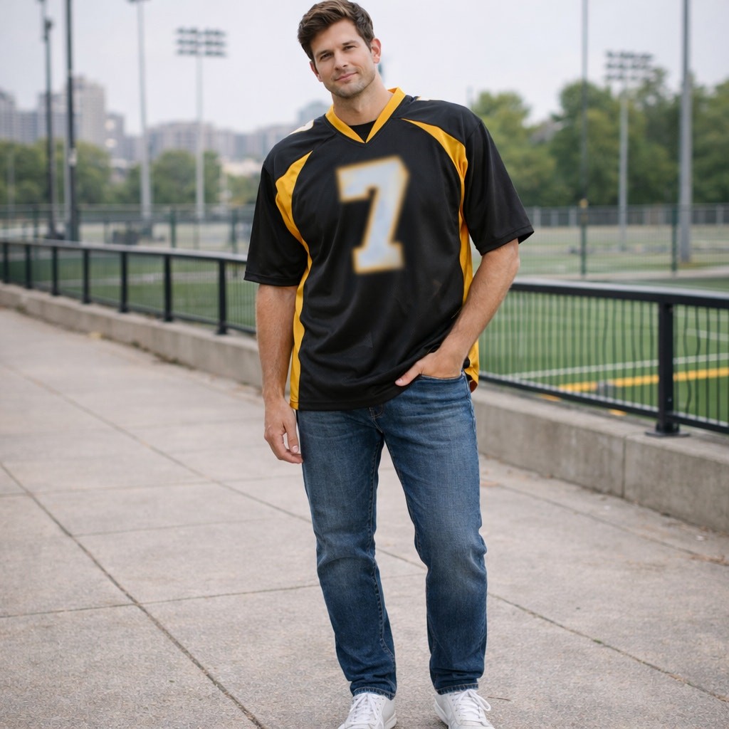 C22 Steve & Barry’s Football Jersey Black & Gold Mesh #7 Pittsburgh Men’s XL gallery