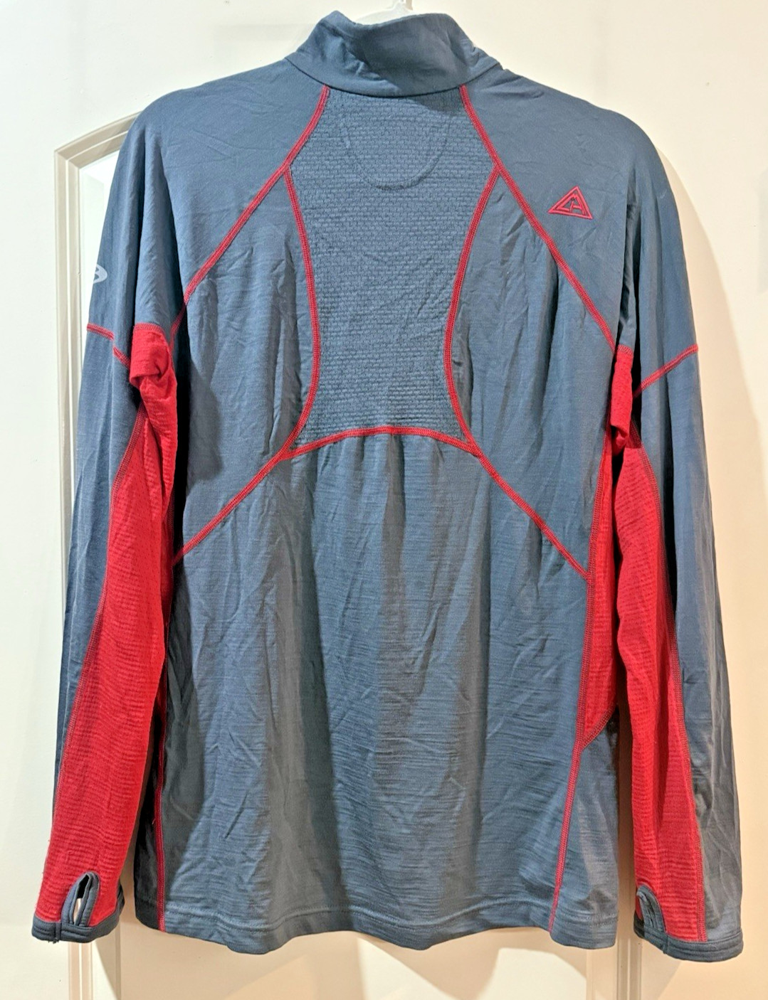 Icebreaker 1/4 Zip LS Shirt GT 200 Lightweight Merino Wool Mens Medium Gray Red gallery
