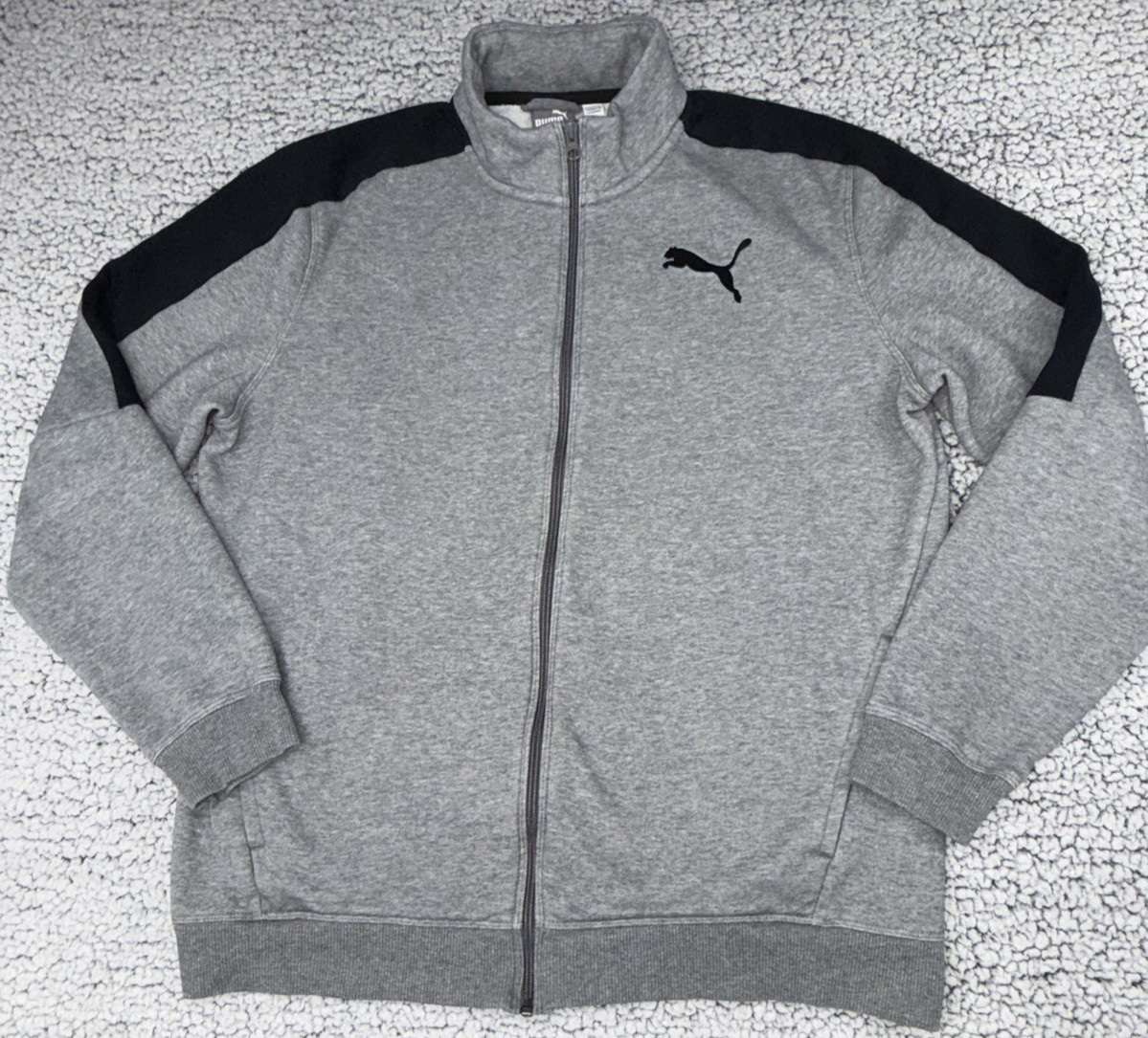 Puma Mens Large Gray Long Sleeve Full Zip Mock Neck Active Casual Top Jacket gallery