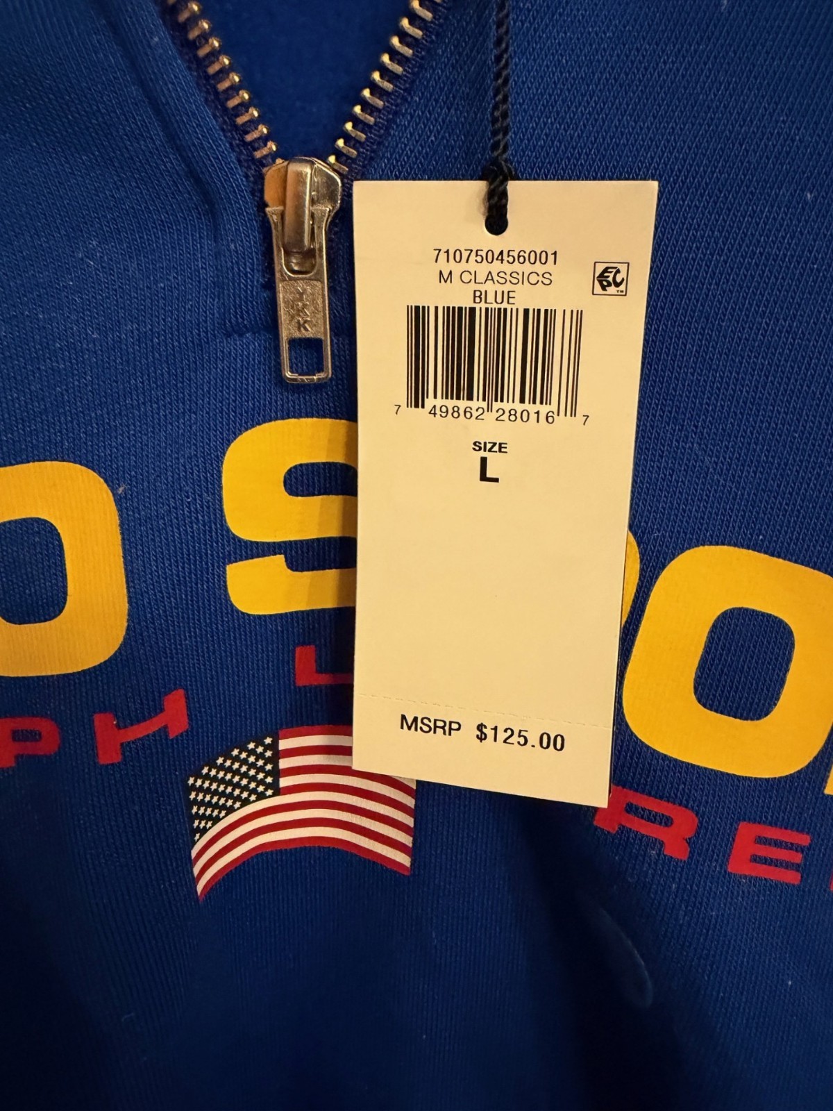 Polo Sport 1/4 Zip Pullover - Royal Blue - Large NWT gallery