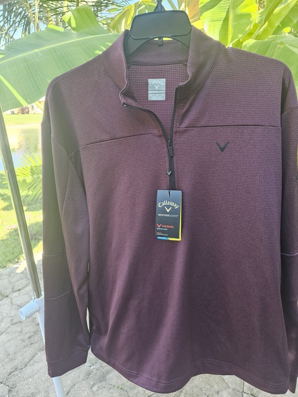Callaway Golf Jacket 1/4 Zip Men's Size XL Peacoat CGKF90B6DS BURGUNDY gallery