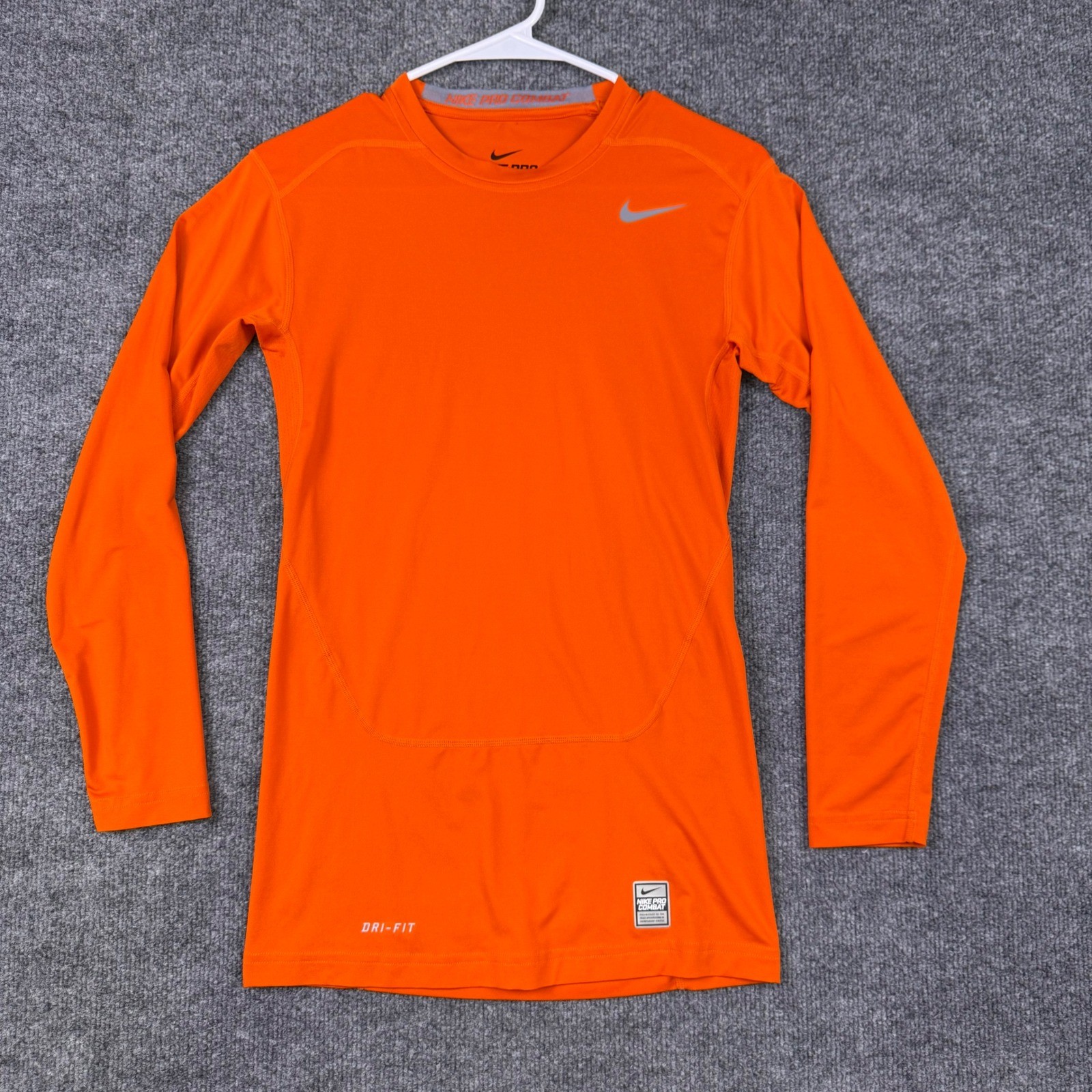 Nike Pro Combat Dri-FIT Compression Shirt Mens Medium Orange Long Sleeve Workout gallery