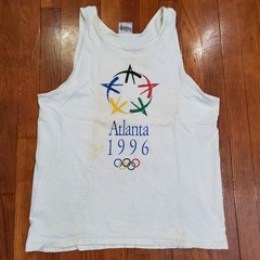 Vintage Oneita Shirt Mens Large White Atlanta 1996 Olympics Tank Top Peachtree