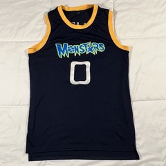 Space Jam Monstars Alien Jersey Mens Large Navy Blue Mesh Stitched #0 Basketball